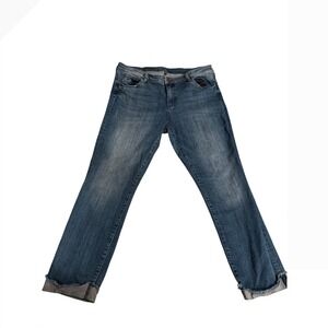 Kut from the Kloth Ankle Straight Leg Jeans Blue Raw Hem Size 14 Medium‎ Wash